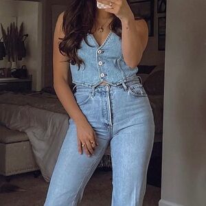 Madewell Light Blue Button Down Denim Top